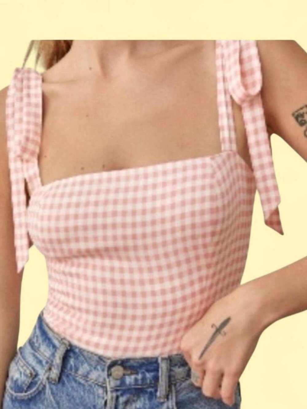 Reformation Pink and White Gingham Top